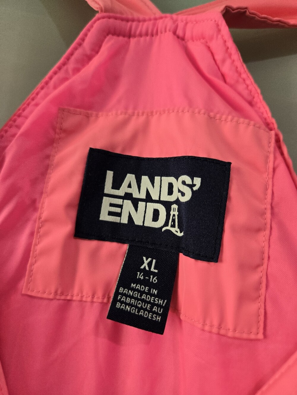 Lands' End Kids Pink Insulated Snow Bib Overalls snowsuit XL 14-16 - Picture 3 of 6
